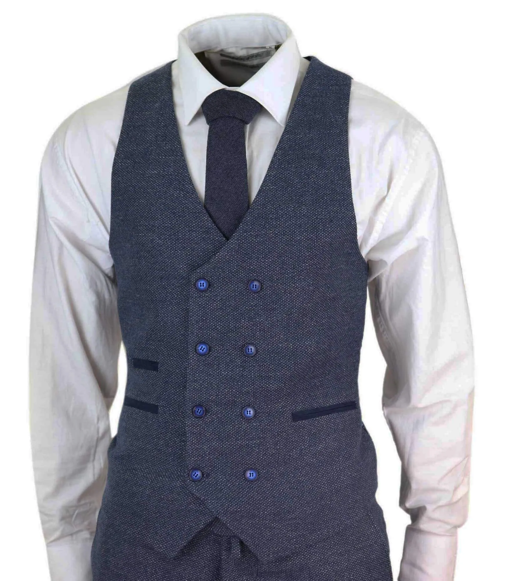 Costume 3 pièces en tweed à double boutonnage