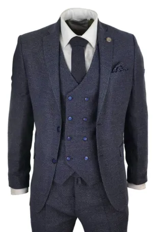 Costume 3 pièces en tweed à double boutonnage