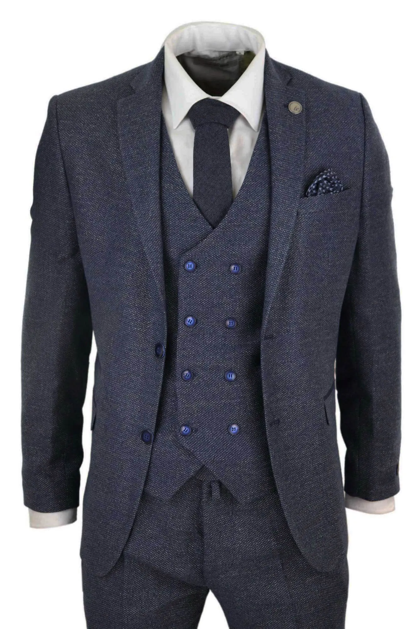 Costume 3 pièces en tweed à double boutonnage
