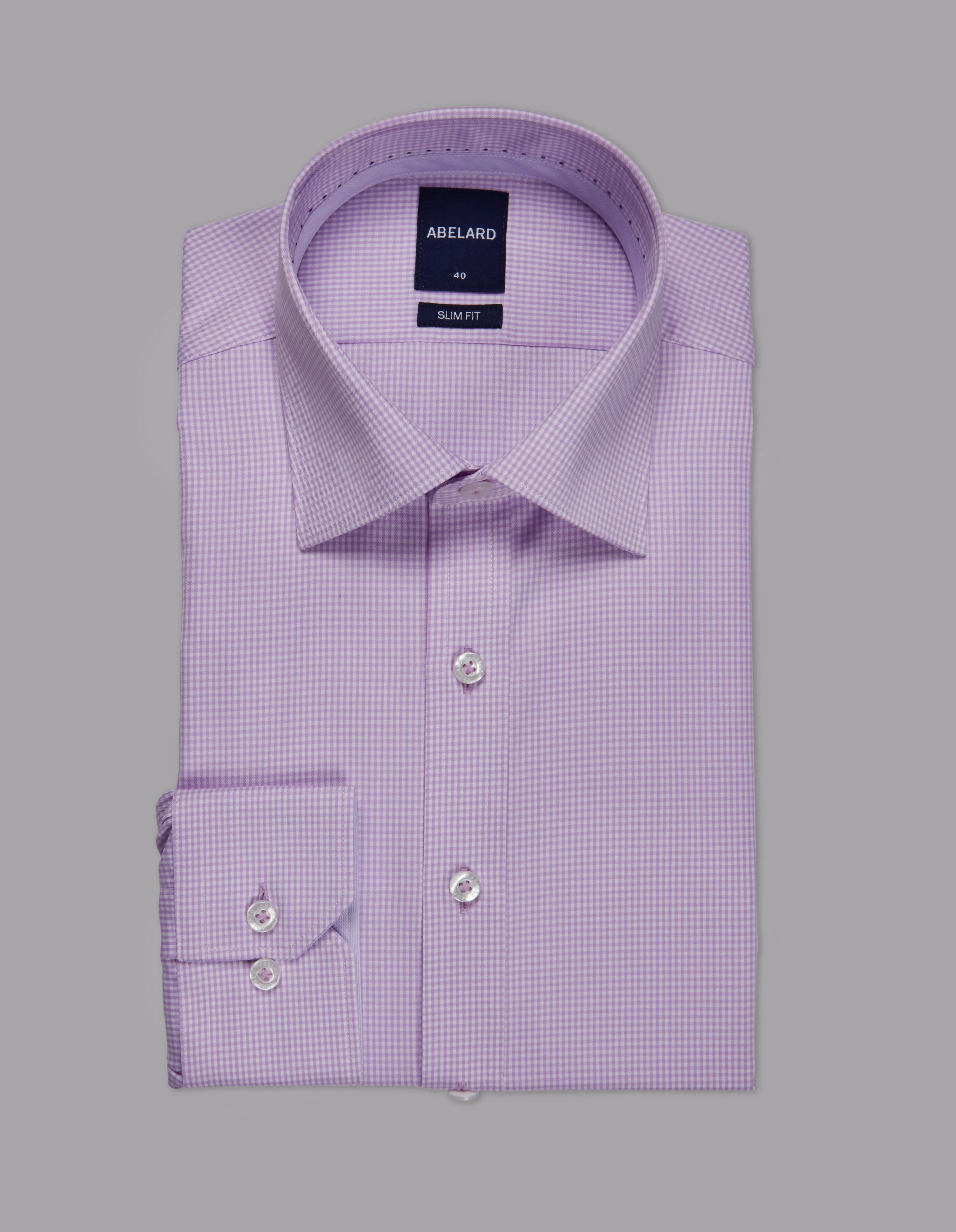 Abelard - Chemise d'affaires à manches longues - Vichy - Lilas/Blanc Abelard Clothing