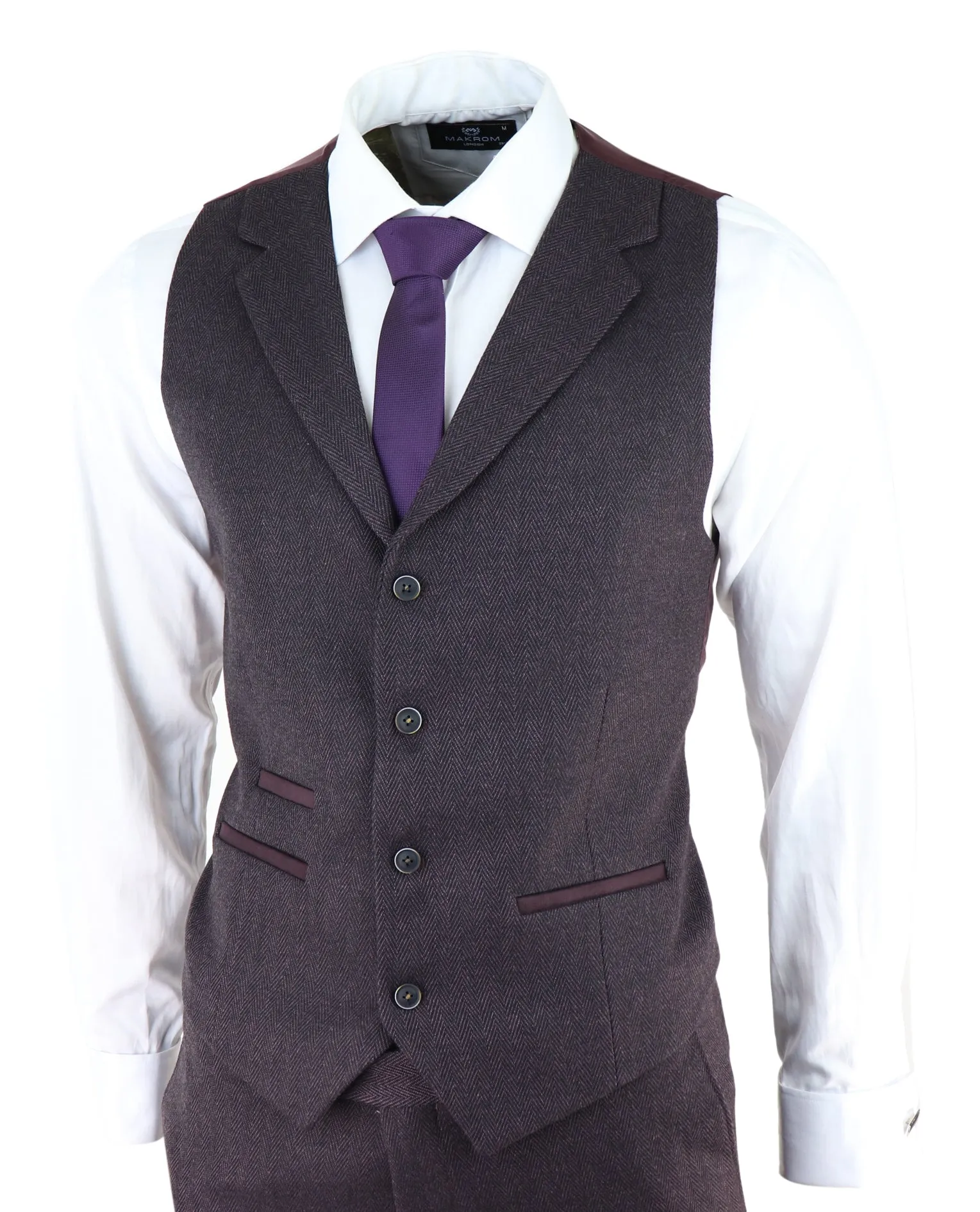 Costume 3 pièces AK-05 en tweed chevron