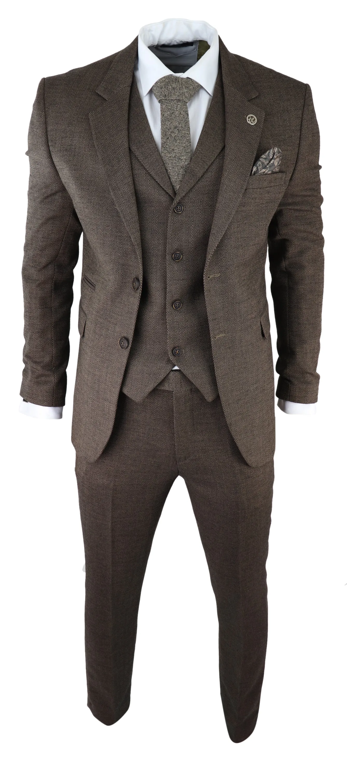 AK-06 Costume 3 pièces en tweed chevron