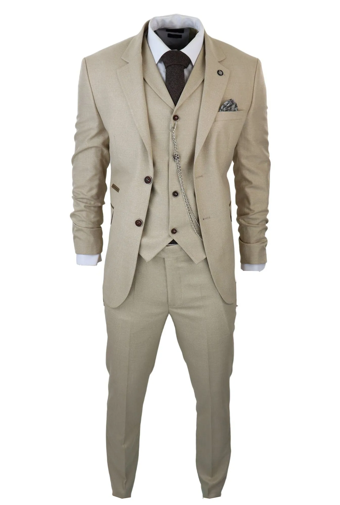 Costume 3 pièces AK-08 en tweed chevron