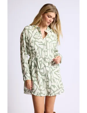 Al Fresco Shirt Dress, Sage Cream Clothing_sage-the-labe