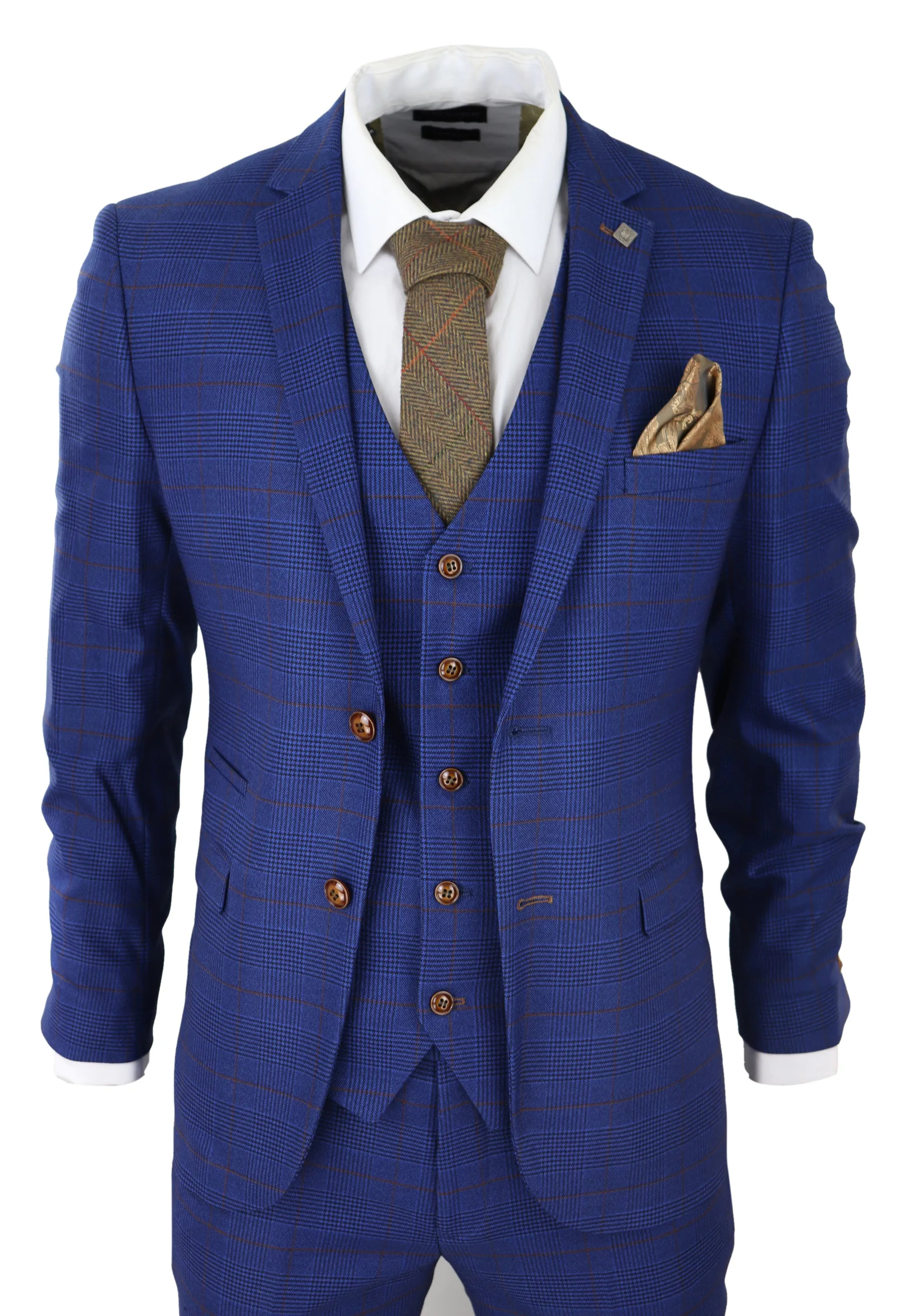 Costume de mariage 3 pièces Alex Blue Brown Check