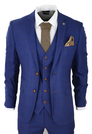 Costume de mariage 3 pièces Alex Blue Brown Check