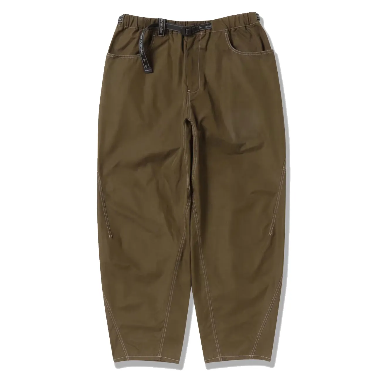 And Wander Pantalon Large en Tissu High Count Kaki Foncé
