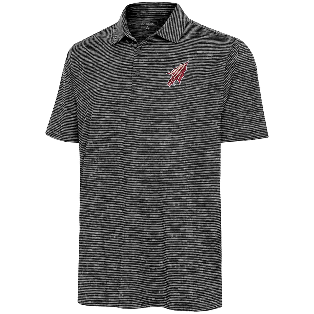 Polo de performance rayé à motif de pointe de flèche pour homme Antigua - Noir chiné