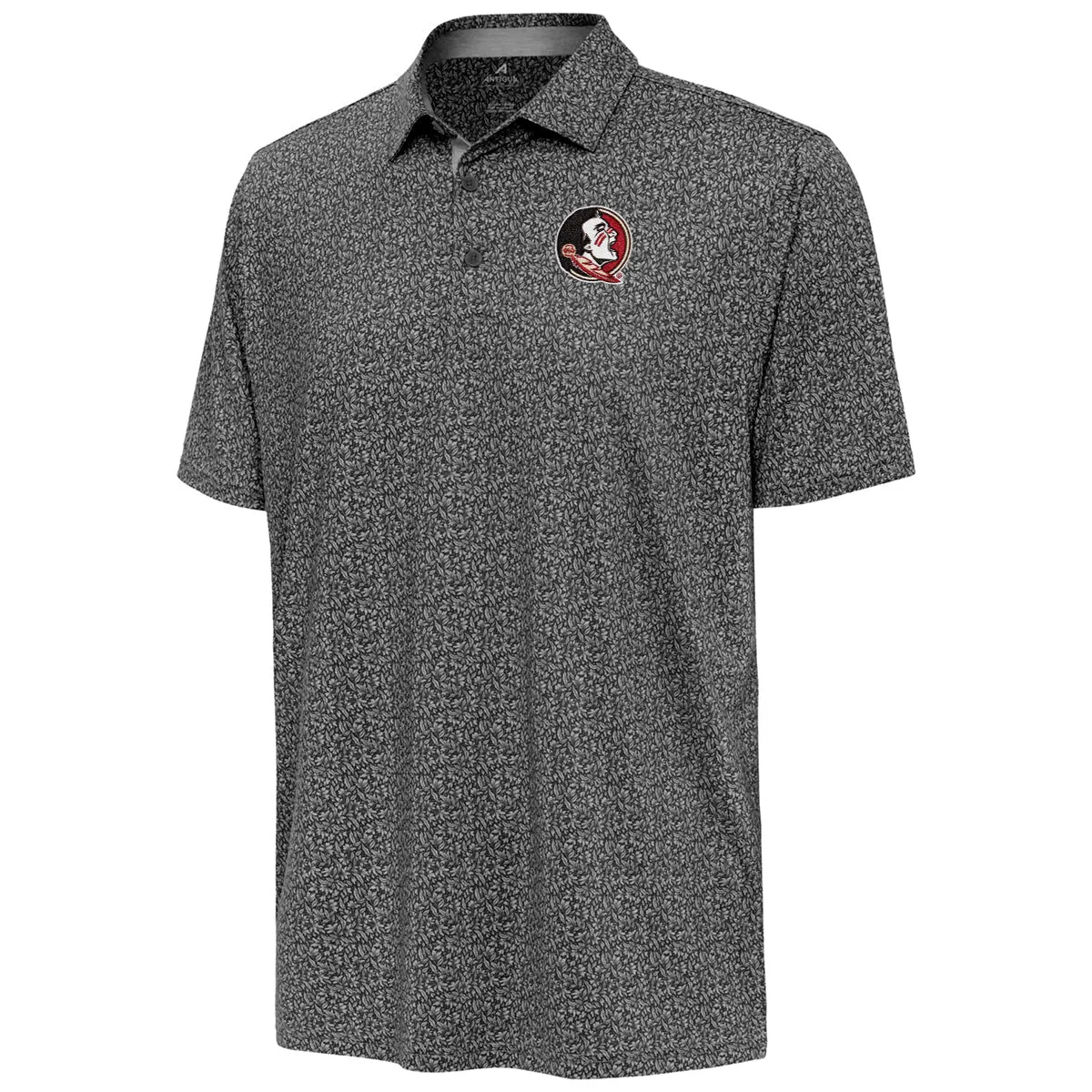 Polo Vintage pour Homme Antigua avec Logo Seminole et Motif Floral Sublimé - Carbon Heather