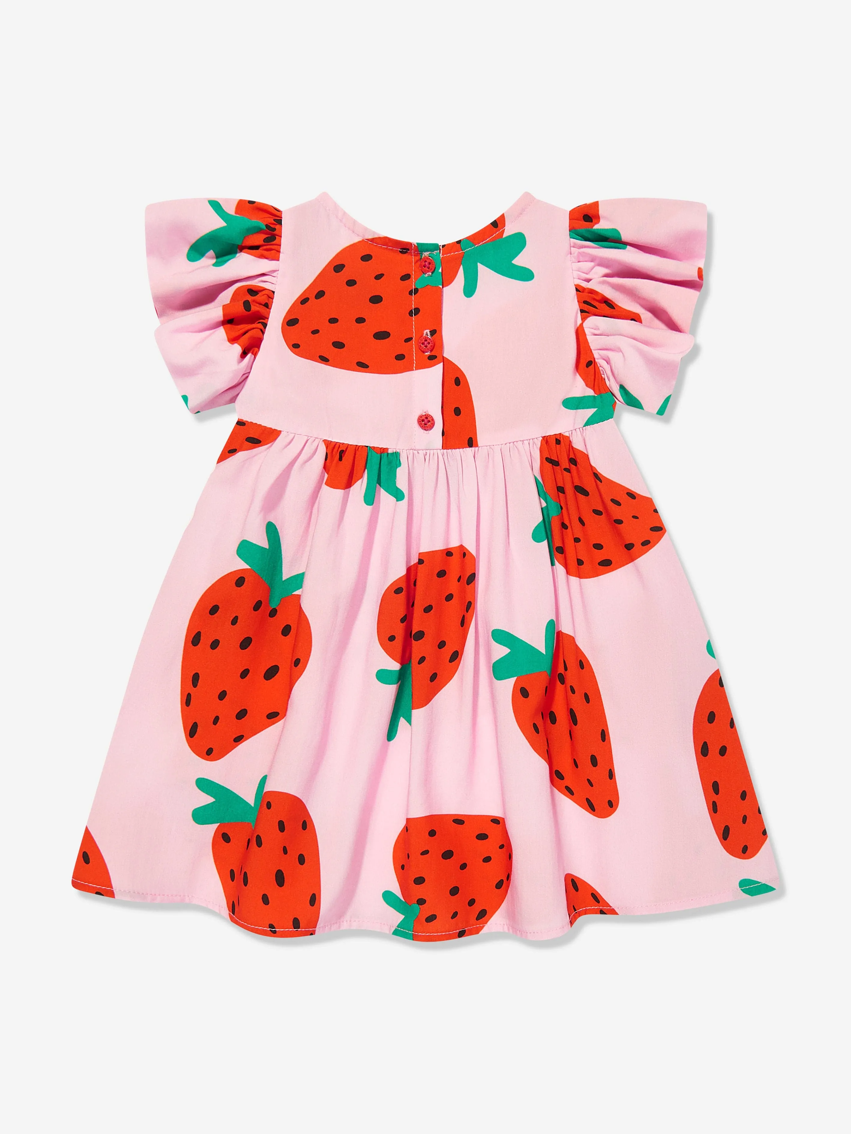 Robe à la fraise pour bébé fille avec culotte en rose