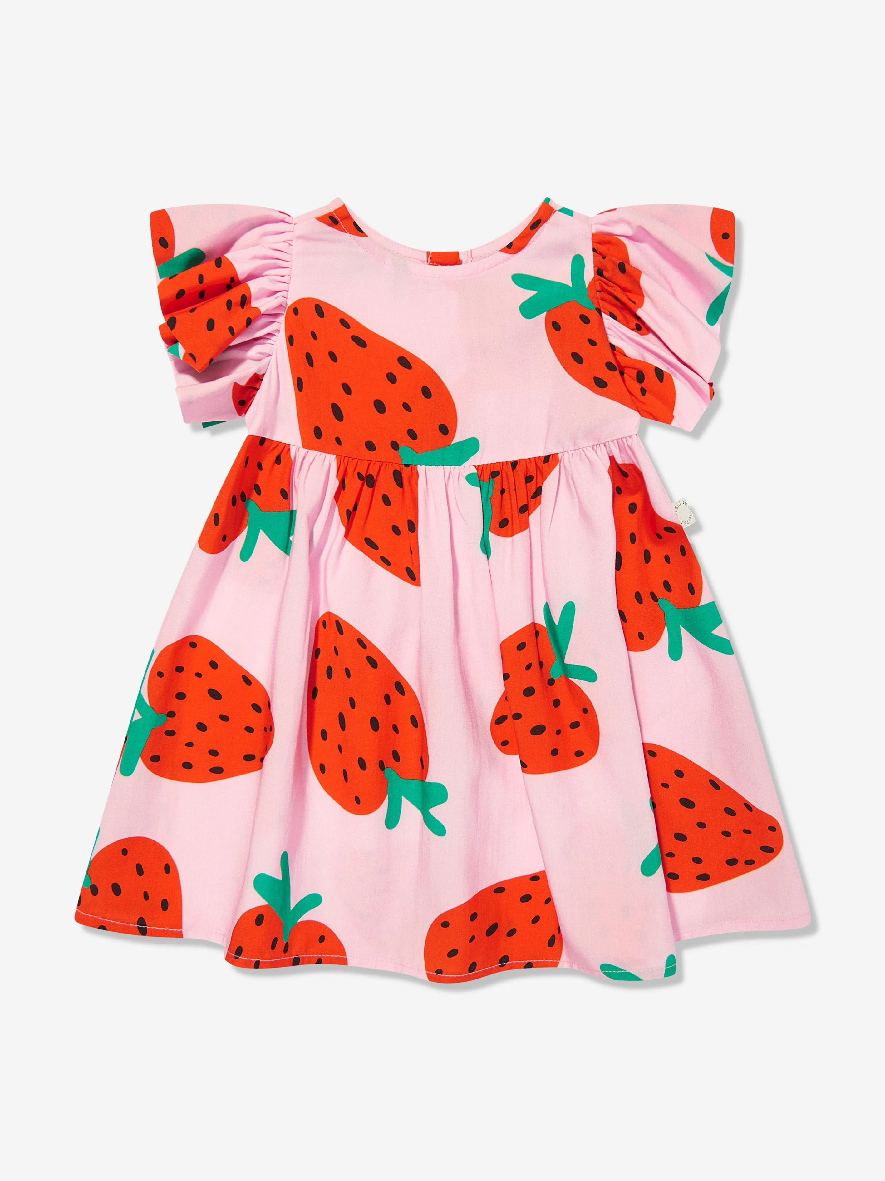 Robe à la fraise pour bébé fille avec culotte en rose