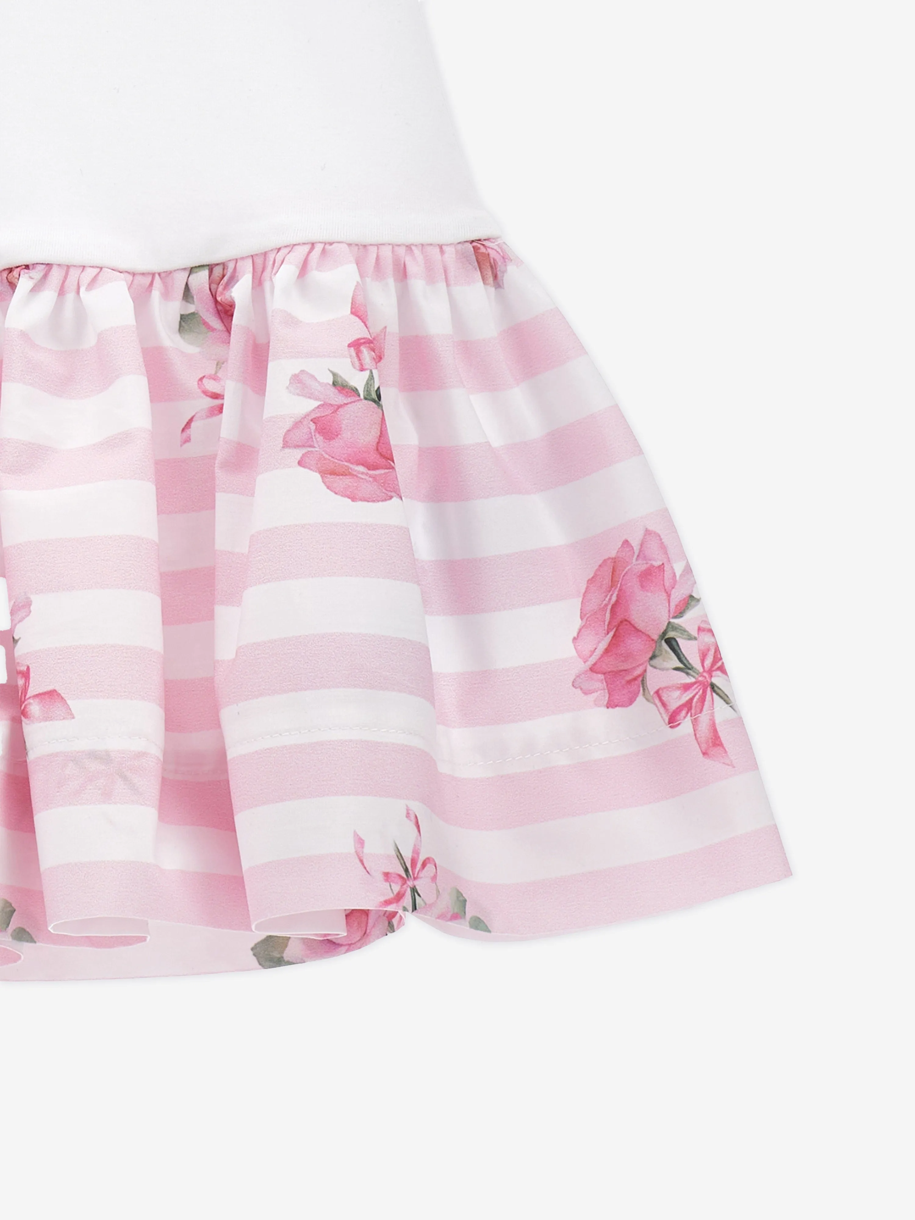 Robe à rayures rose pour bébé fille en blanc
