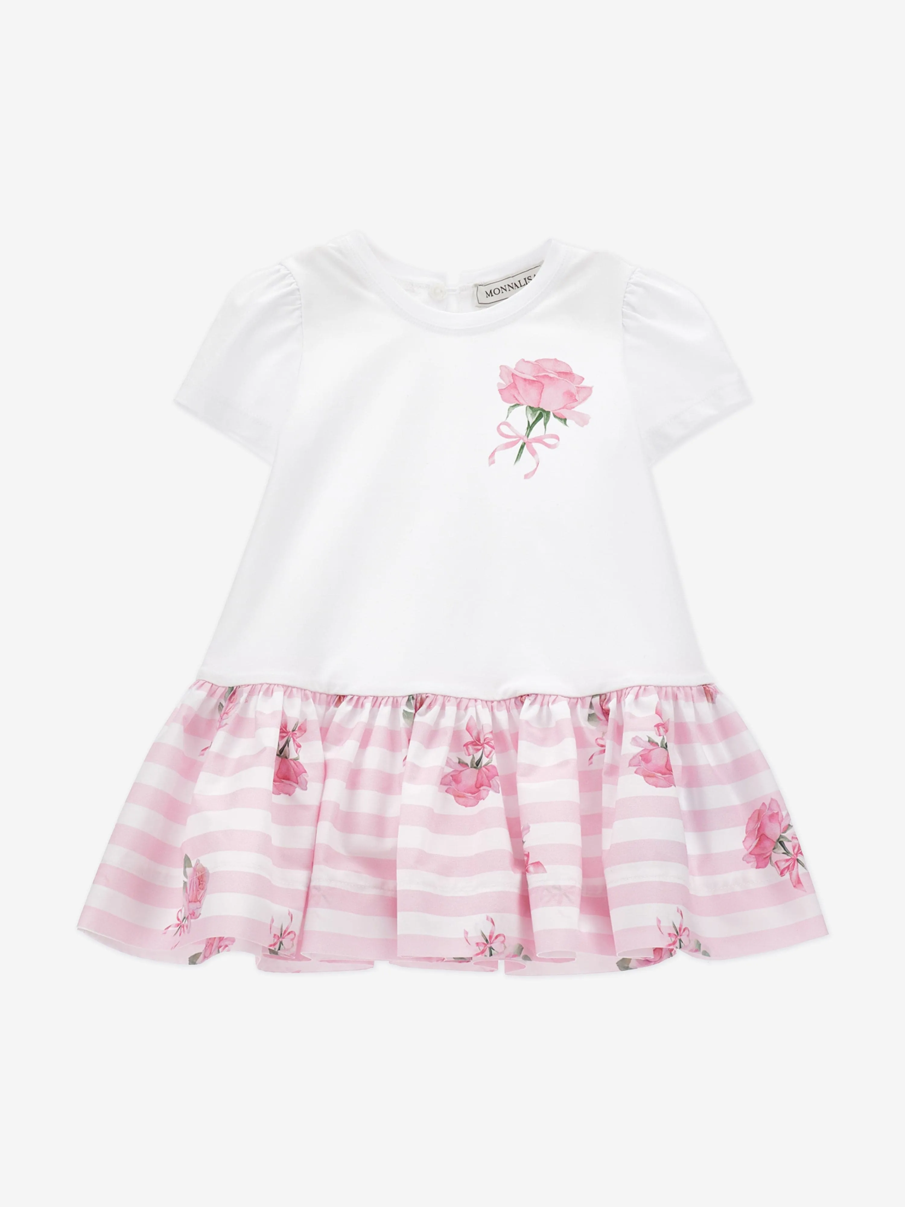 Robe à rayures rose pour bébé fille en blanc