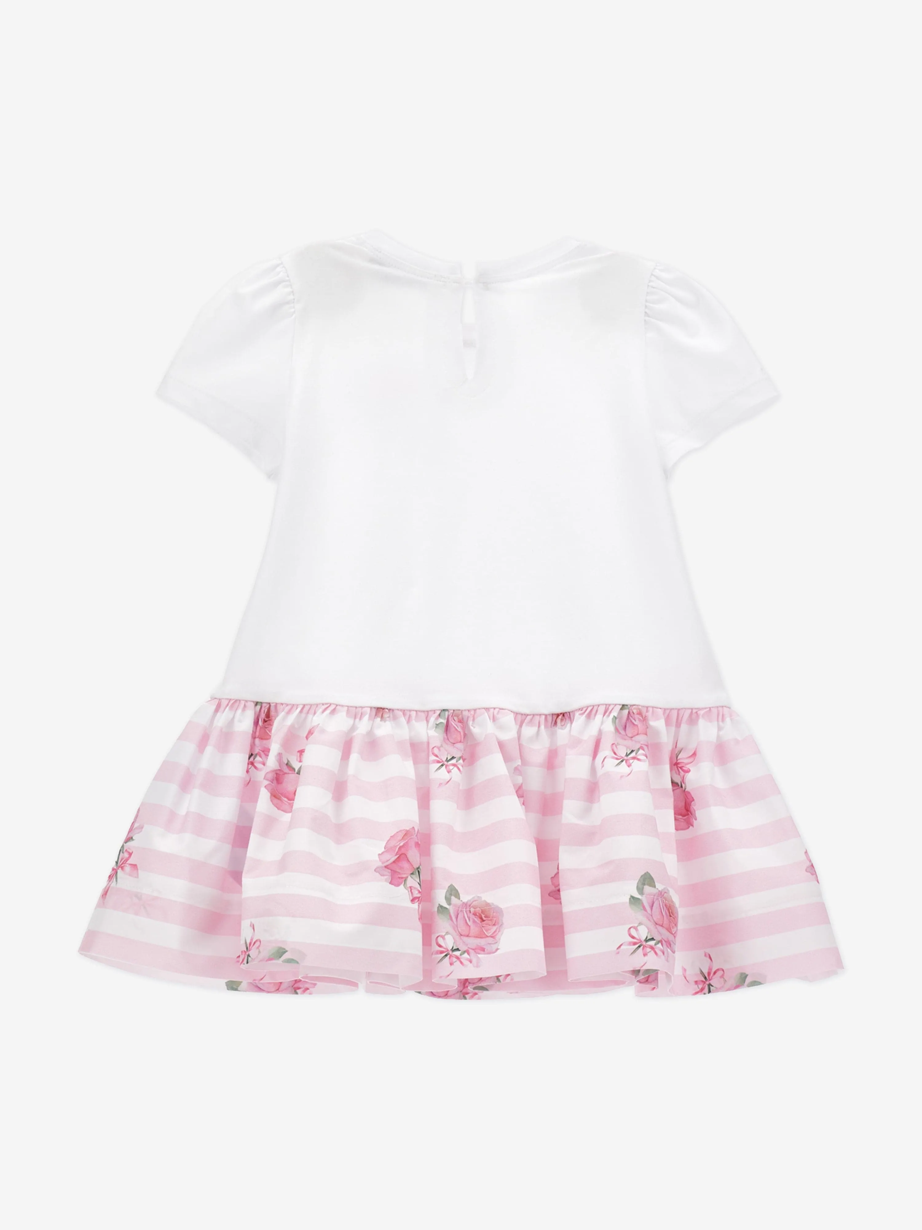 Robe à rayures rose pour bébé fille en blanc