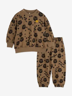 Combinaison AOP Baby Squiggly Cats en marron