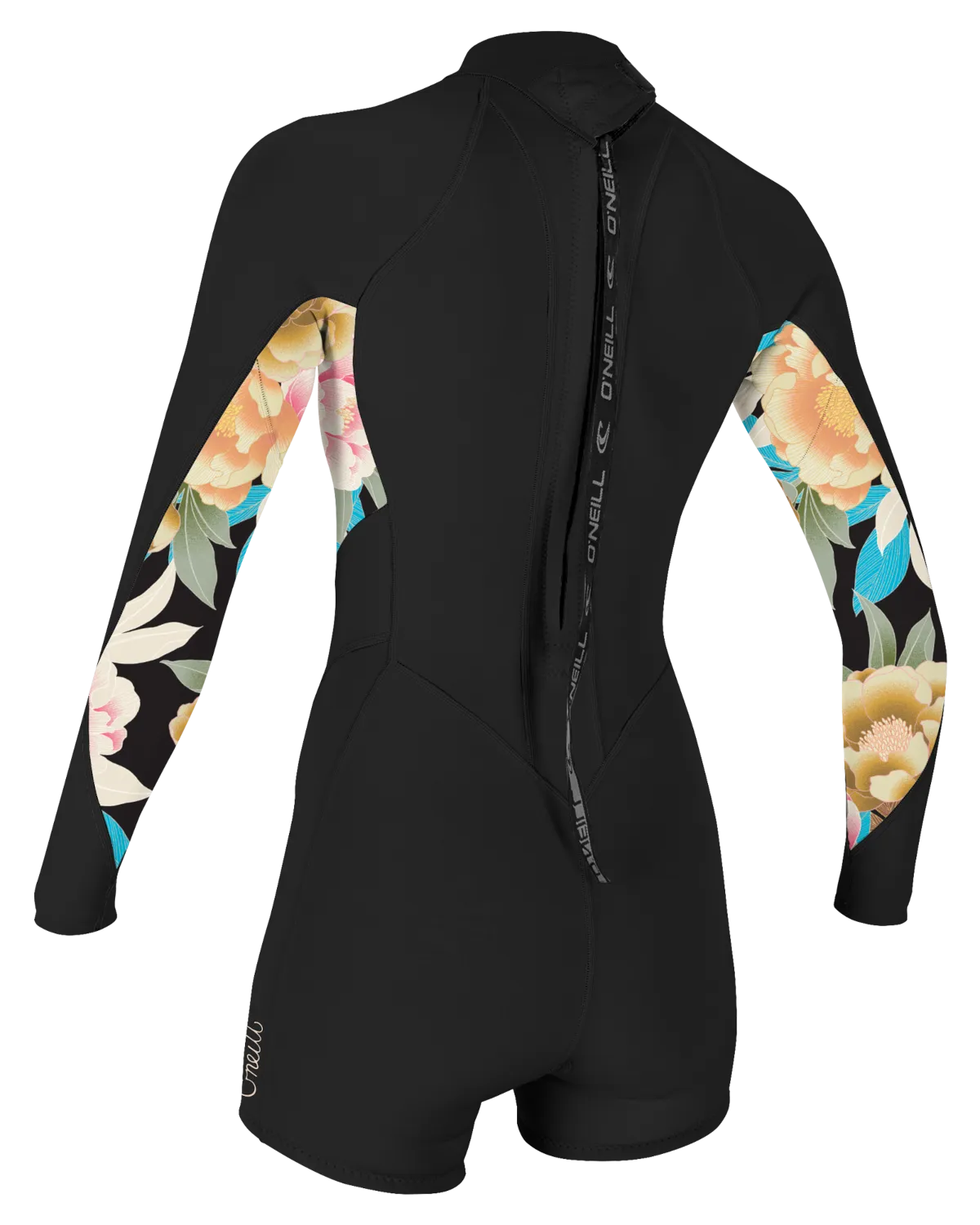 Combinaison de printemps Bahia 2/1mm avec fermeture éclair dans le dos en noir, fleurs Mikah et noir