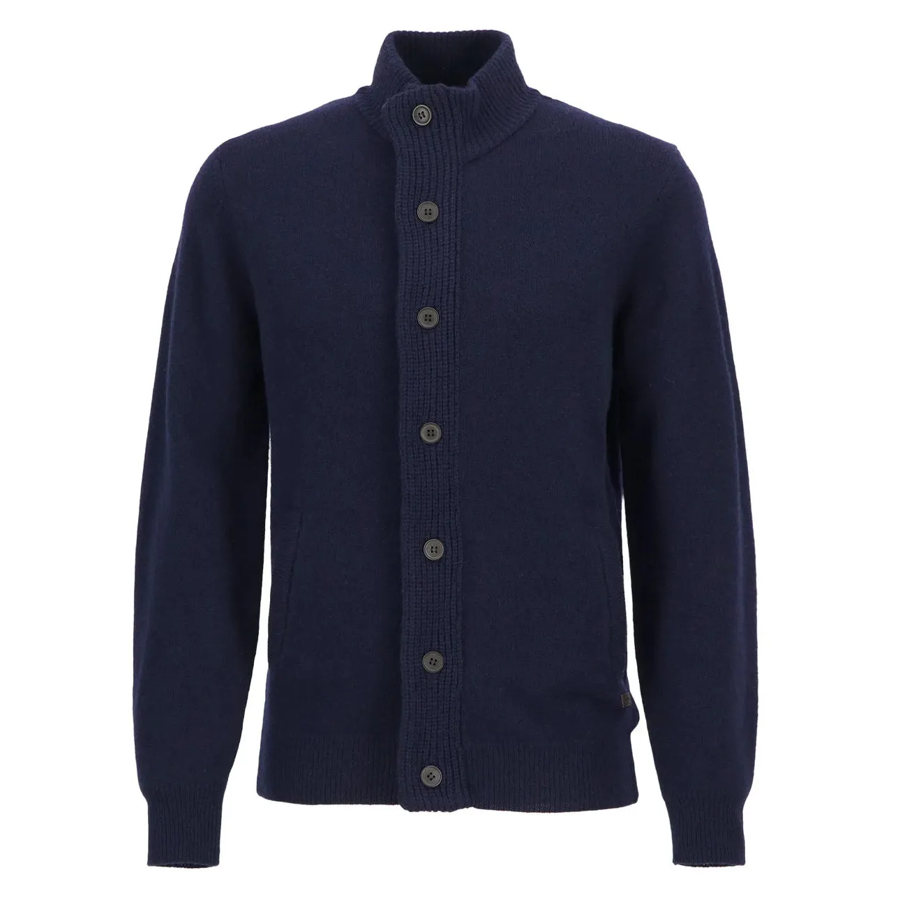 Pull en maille zippé avec patch emblématique Barbour - Marine