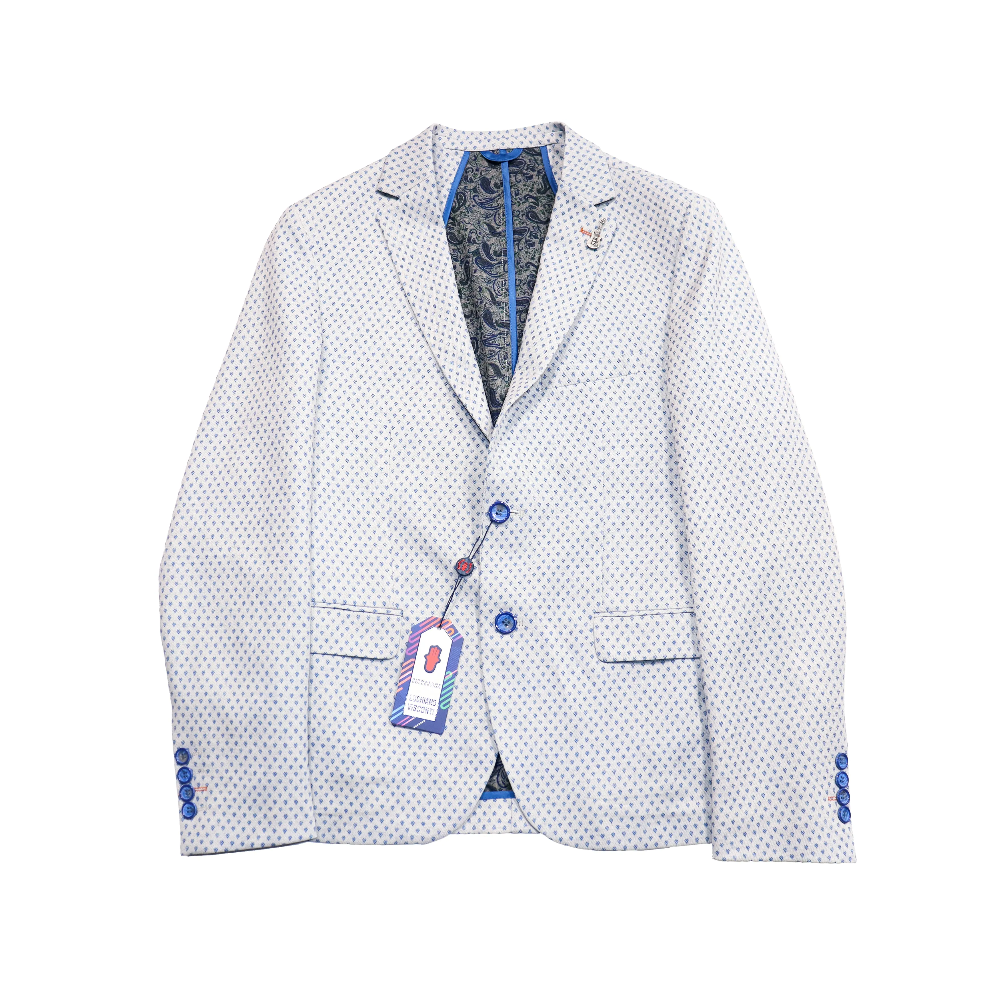 Beige avec triangles bleus