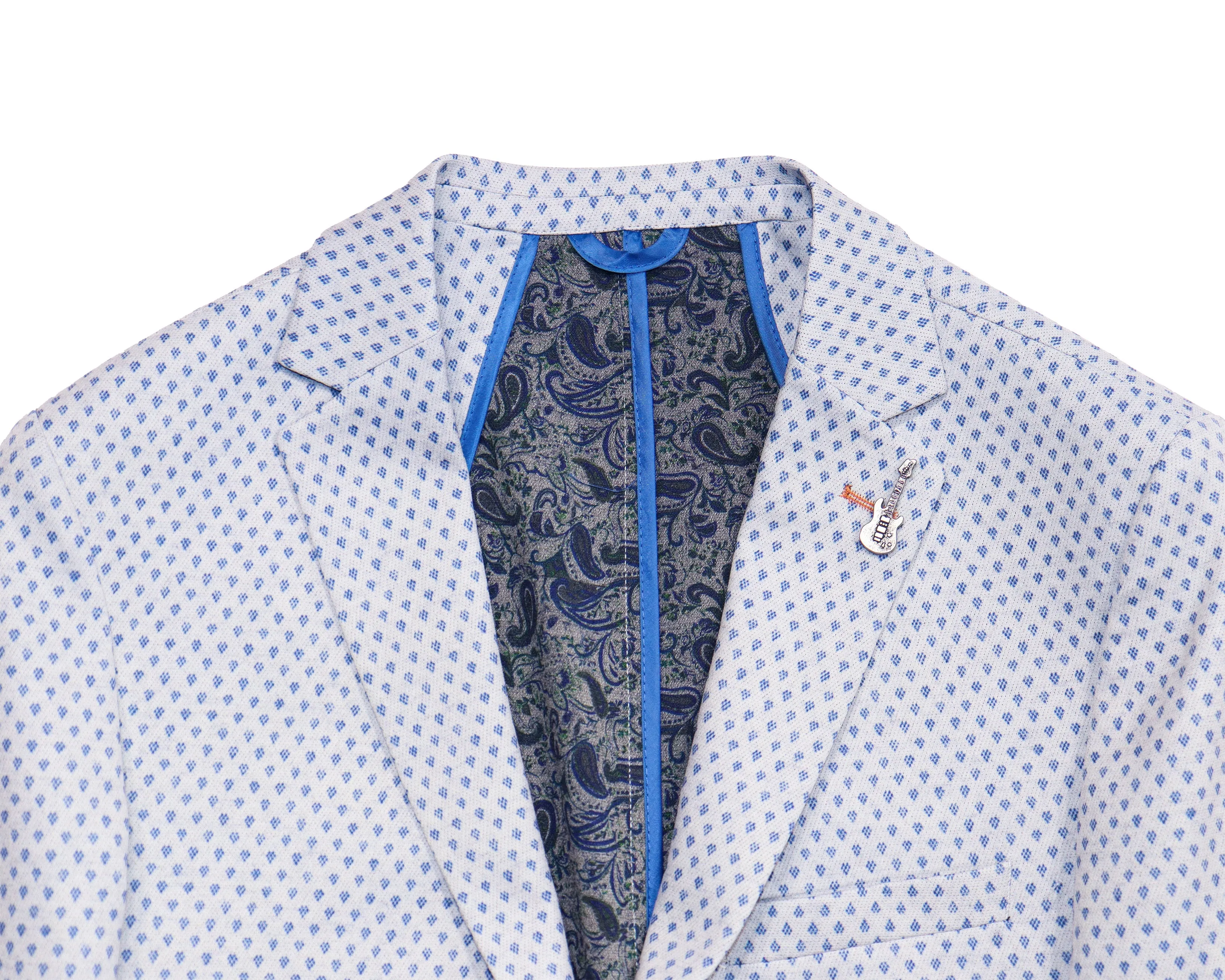 Beige avec triangles bleus
