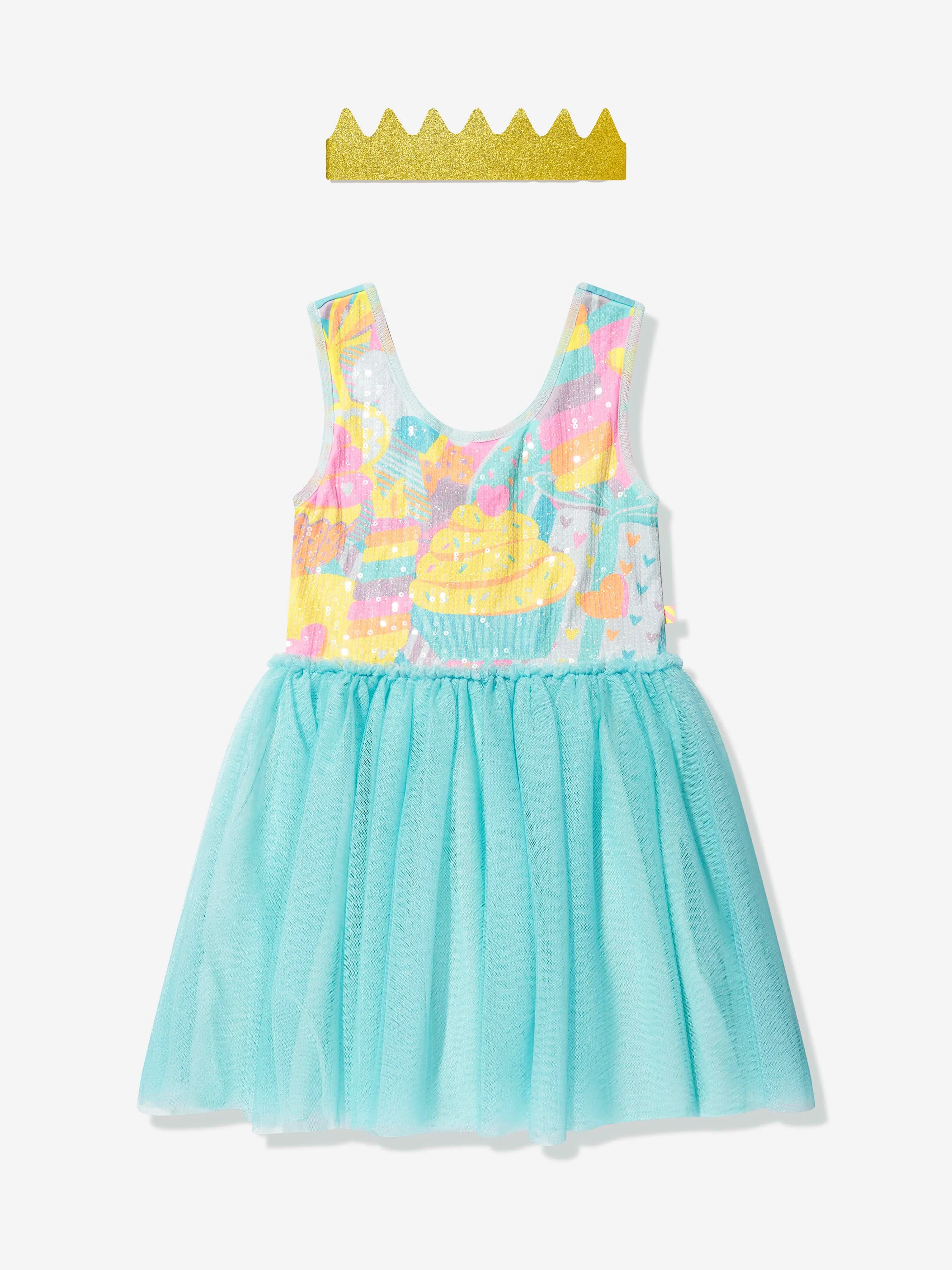 Robe Billieblush pour Filles avec Couronne Pailletée en Bleu