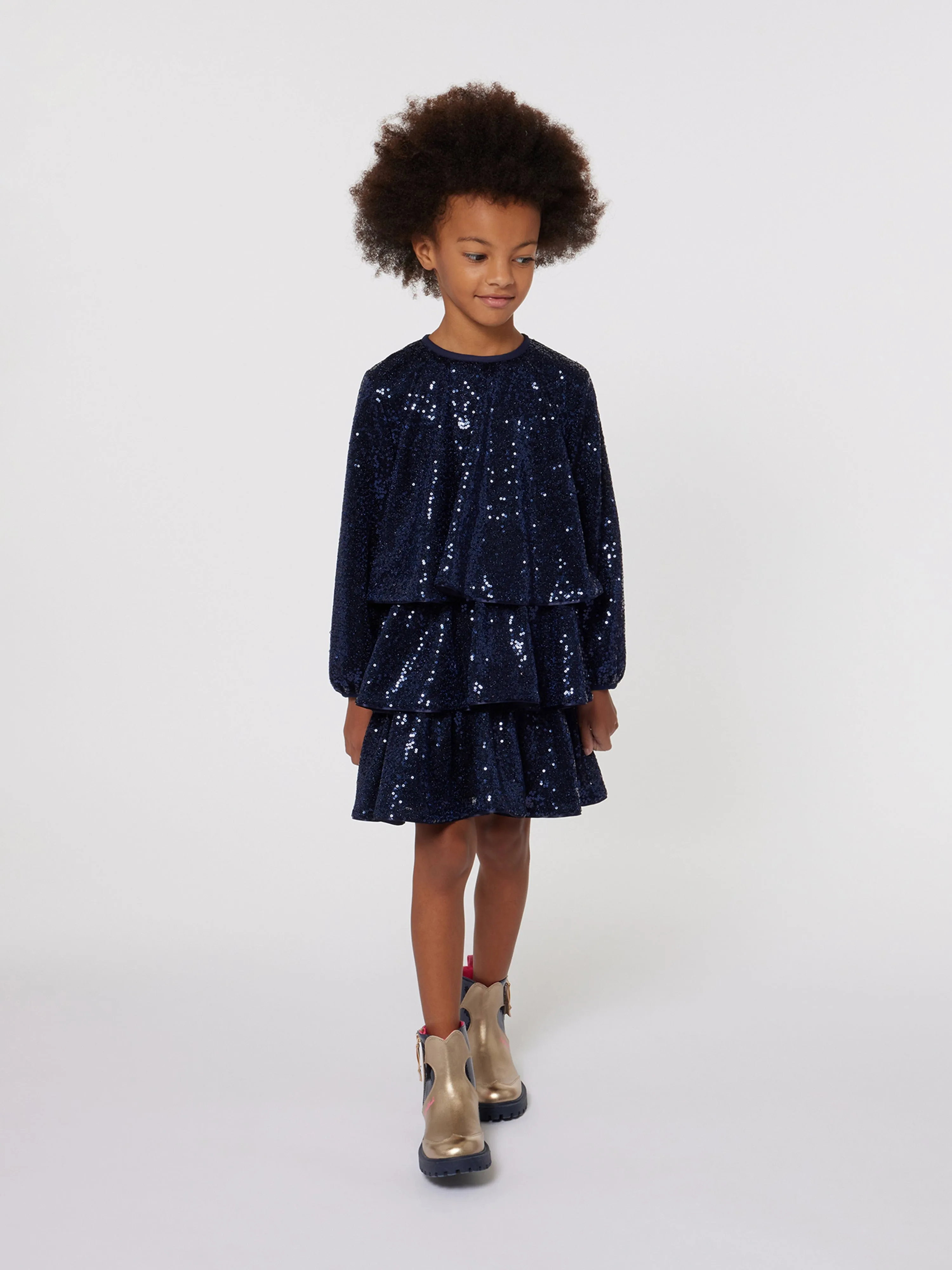 Robe à paillettes pour occasions spéciales Billieblush Girls en bleu