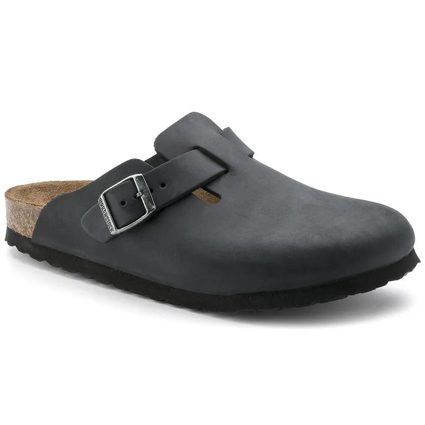 Birkenstock Boston en cuir huilé noir standard