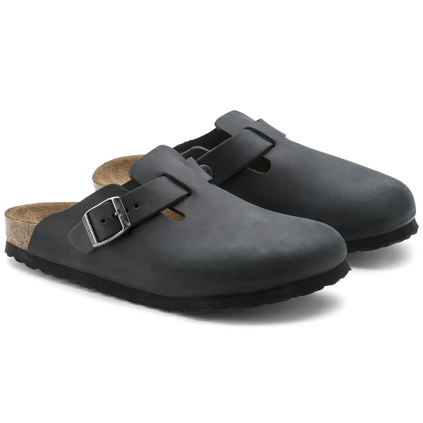 Birkenstock Boston en cuir huilé noir standard