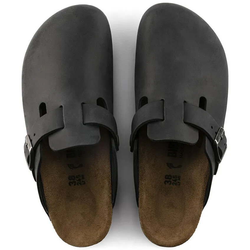 Birkenstock Boston en cuir huilé noir standard