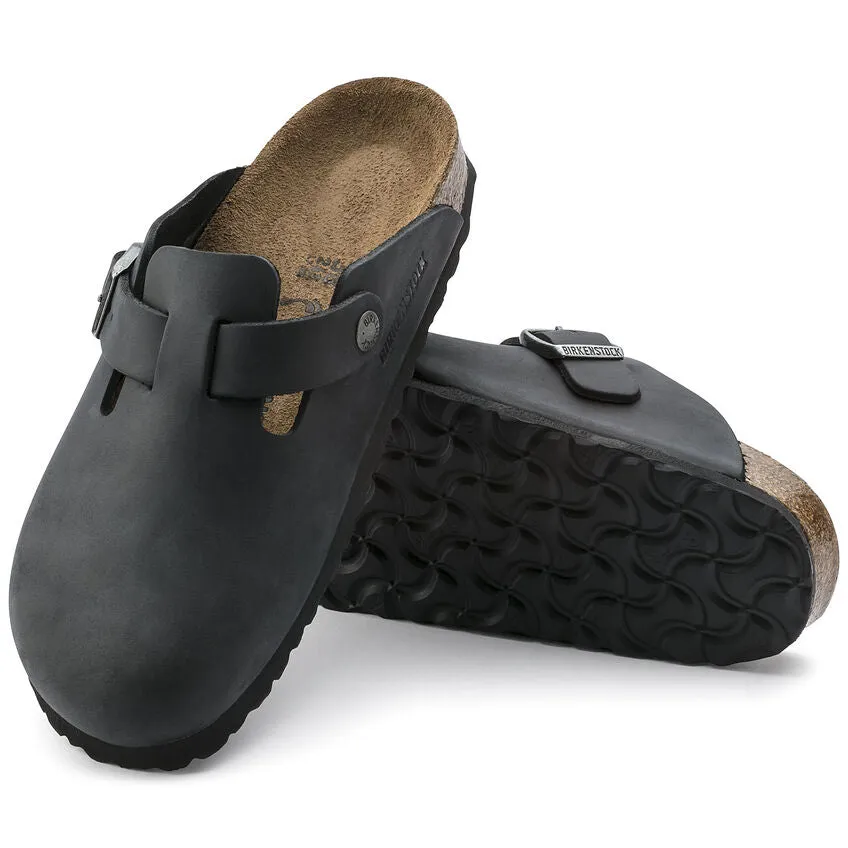 Birkenstock Boston en cuir huilé noir standard
