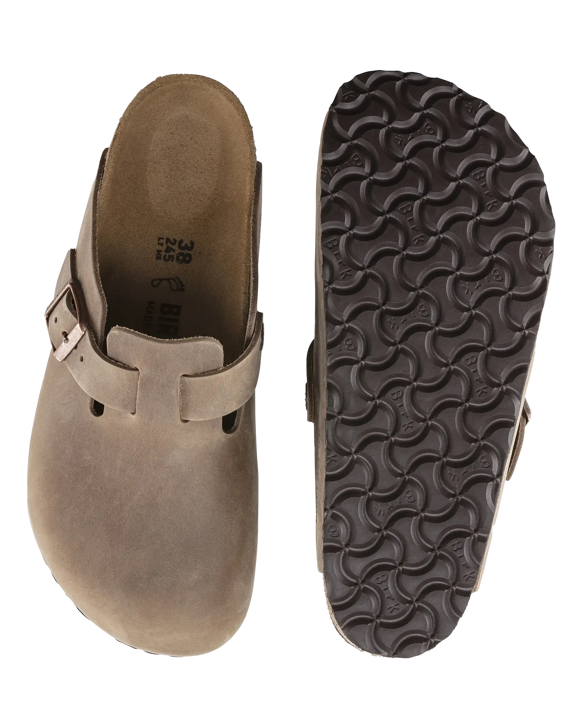 Sandales Birkenstock Boston en cuir huilé pour hommes en brun tabac