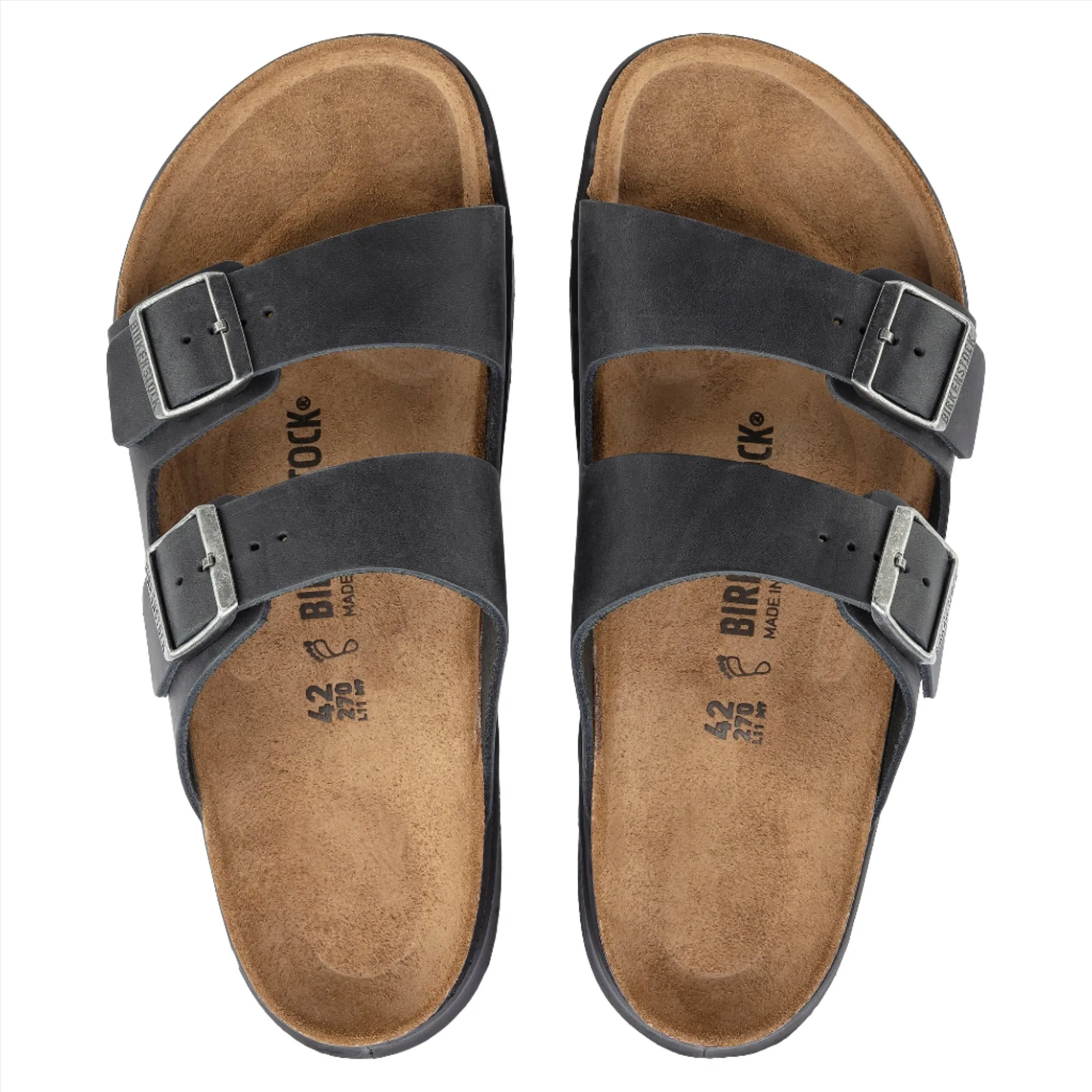 Birkenstock Chaussures Homme Arizona CT Cuir Huilé Noir Robustes