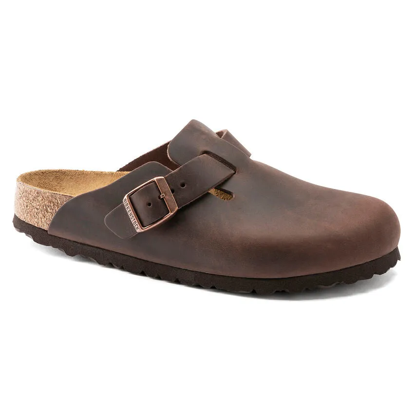 Birkenstock Chaussures Femme Boston Cuir Huilé Habana Étroit
