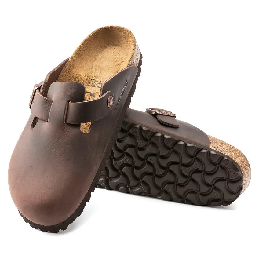 Birkenstock Chaussures Femme Boston Cuir Huilé Habana Étroit