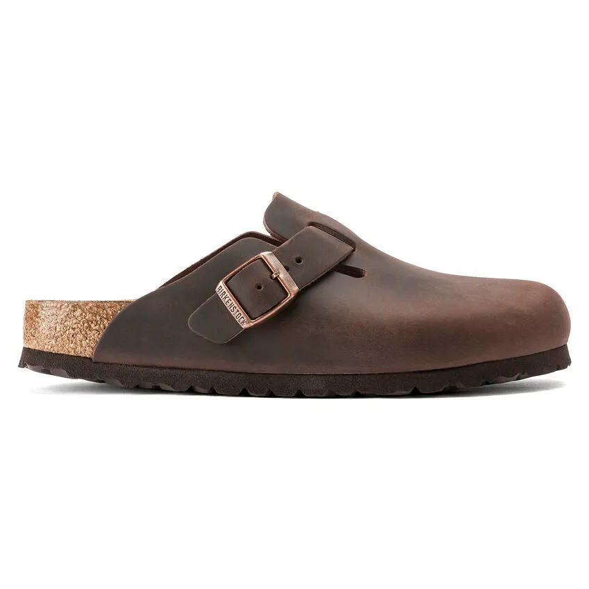 Birkenstock Chaussures Femme Boston Cuir Huilé Habana Étroit