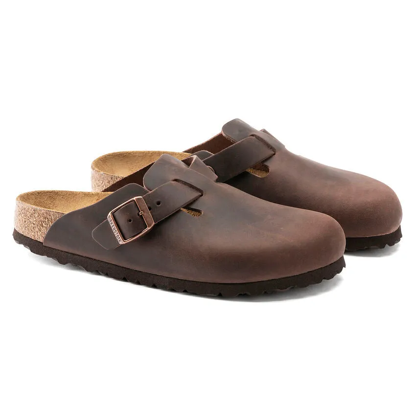 Birkenstock Chaussures Femme Boston Cuir Huilé Habana Étroit