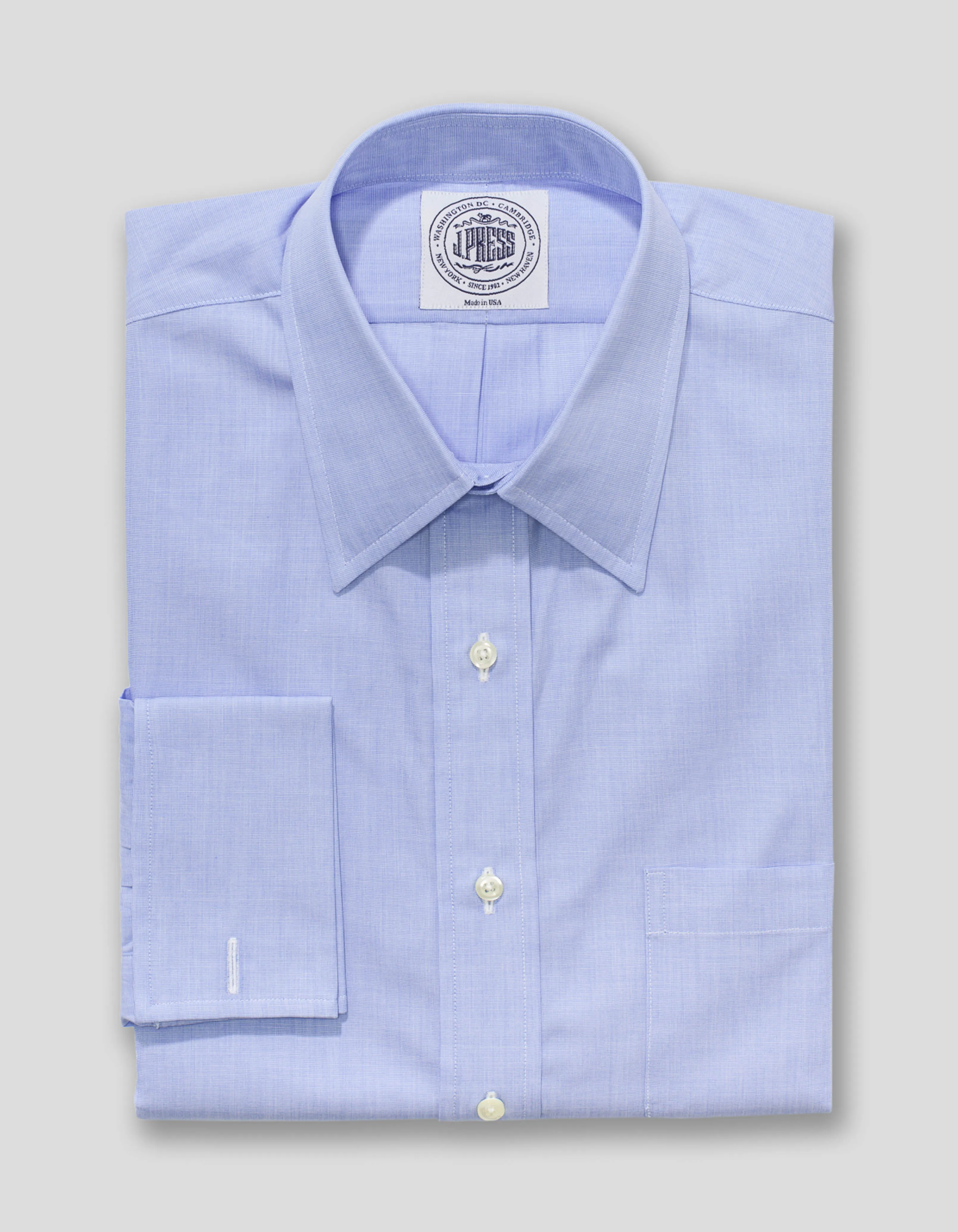 CHEMISE BLEUE END-ON-END À POIGNETS MOUSQUETAIRES