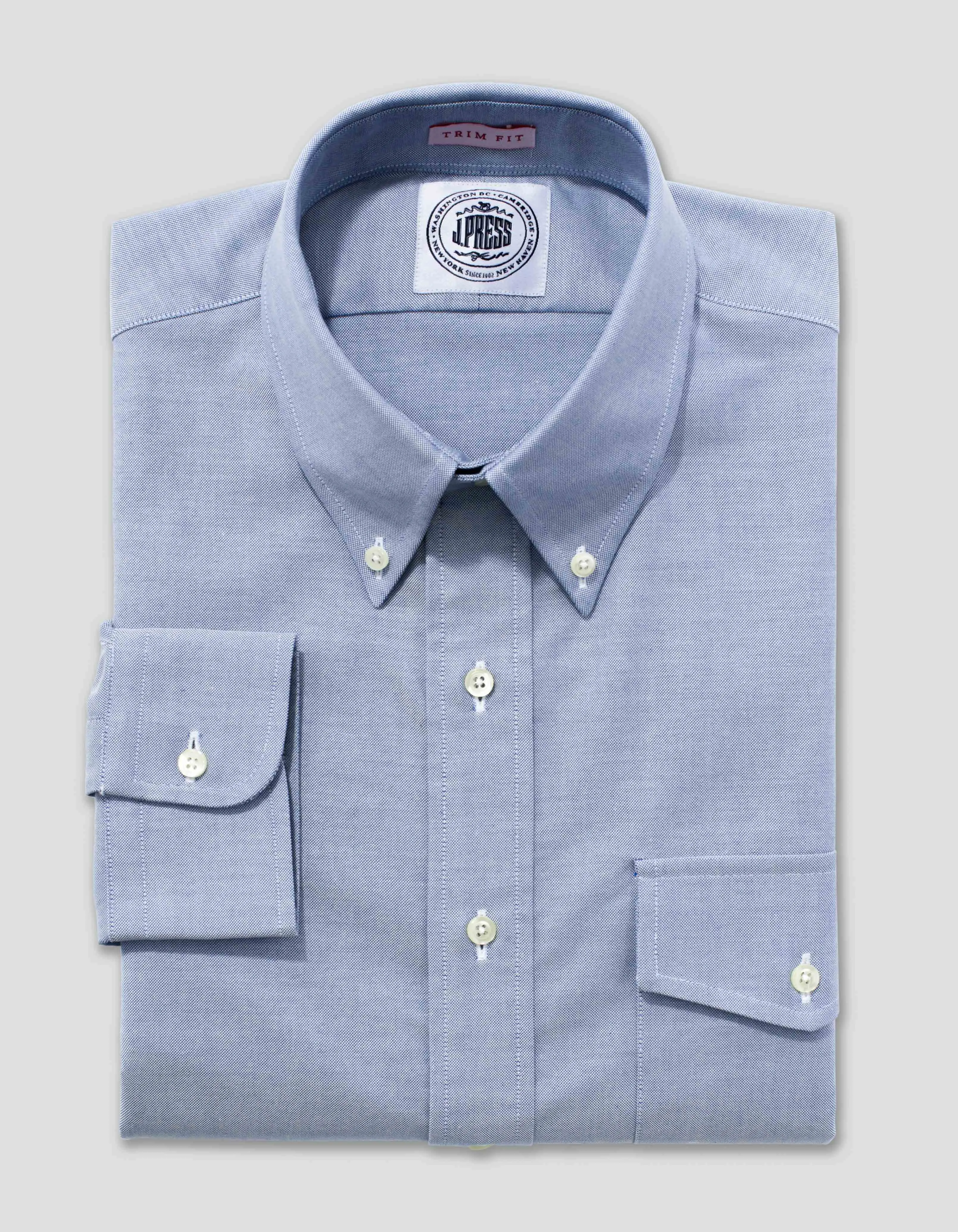 CHEMISE OXFORD BLEUE AVEC POCHE À RABAT - COUPE AJUSTÉE