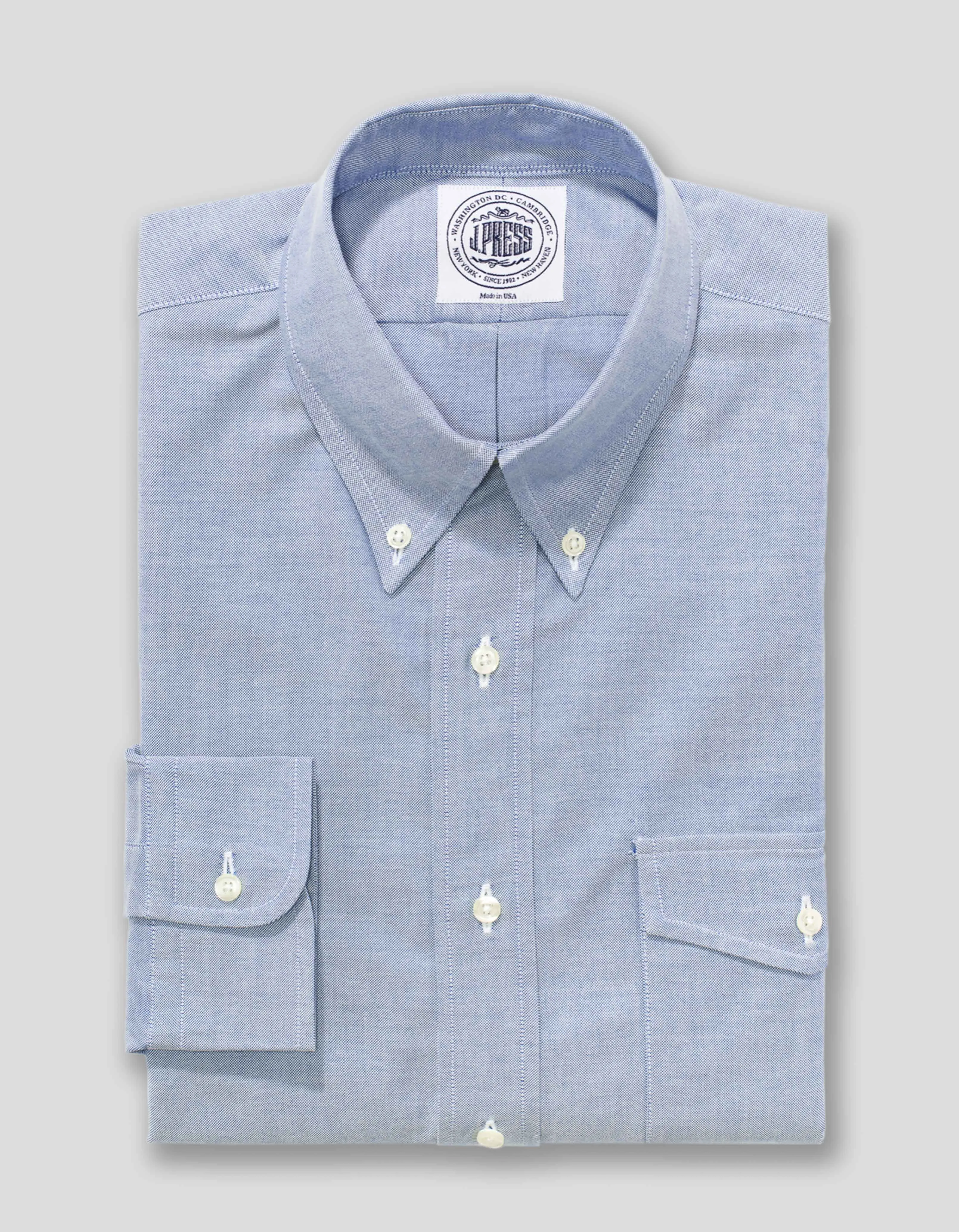 CHEMISE OXFORD BLEUE AVEC POCHE À RABAT