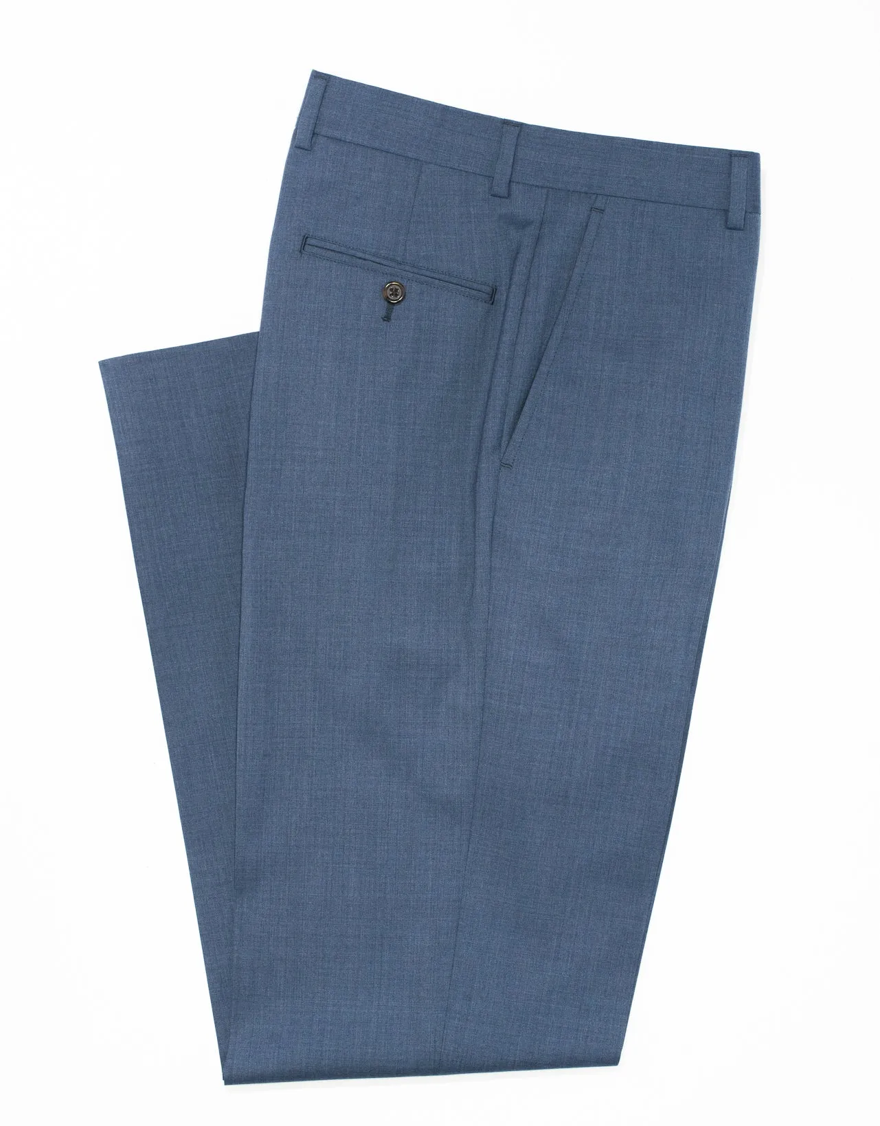 PANTALON EN LAINE TROPICALE BLEU