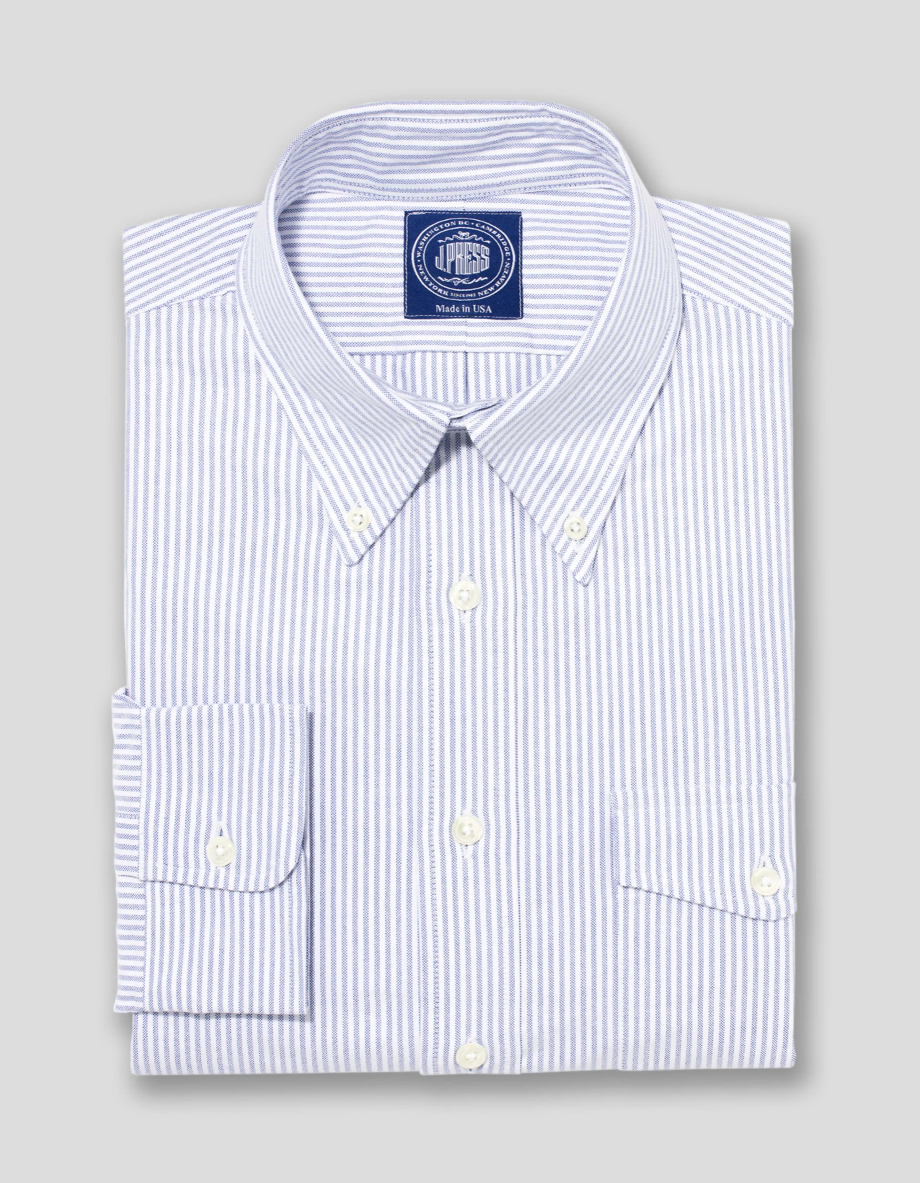 CHEMISE OXFORD BLEUE/BLANCHE À POCHE À RABAT - COUPE AJUSTÉE