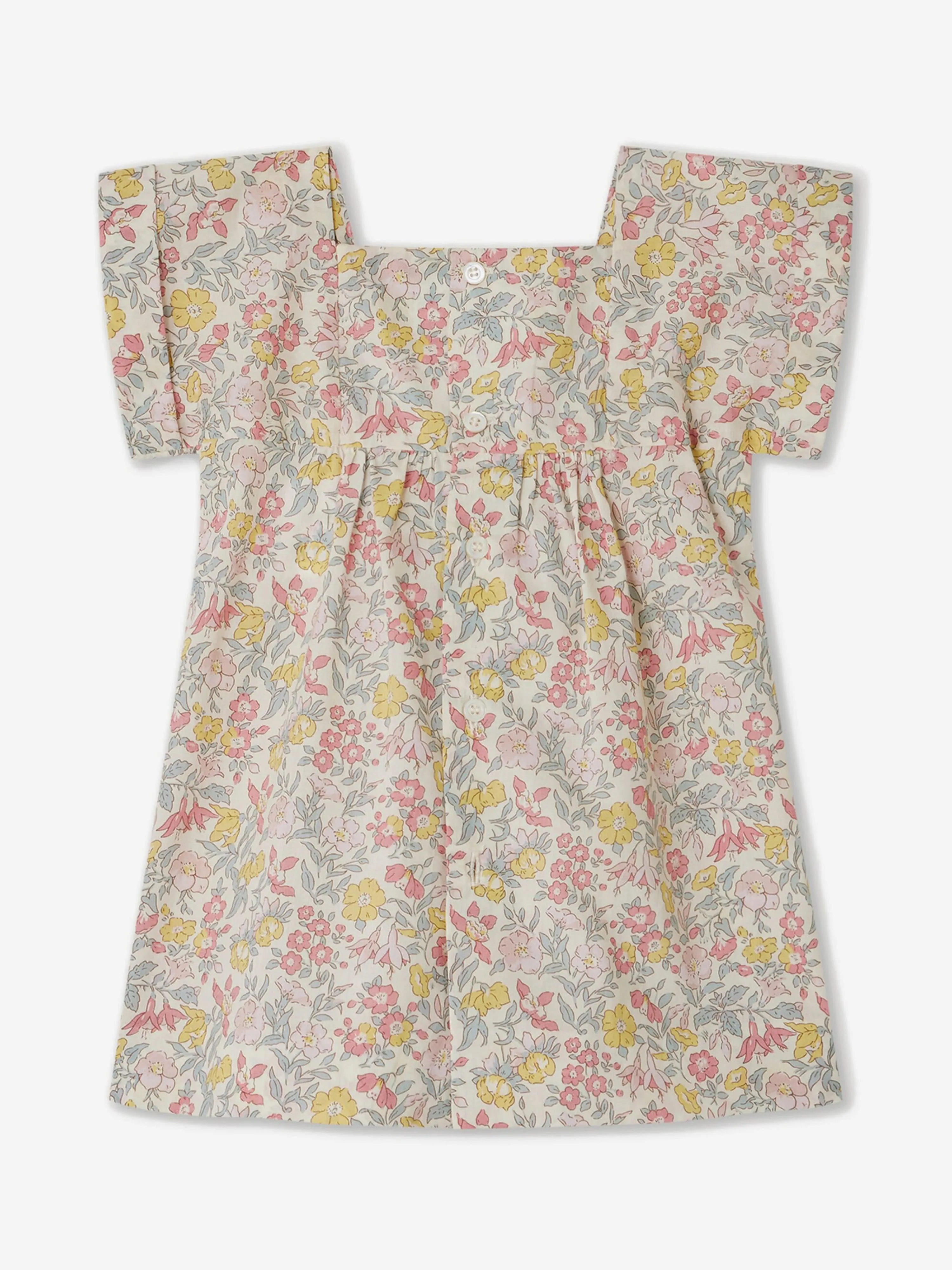 Bonpoint Robe à smocks fleurie multicolore pour bébé fille