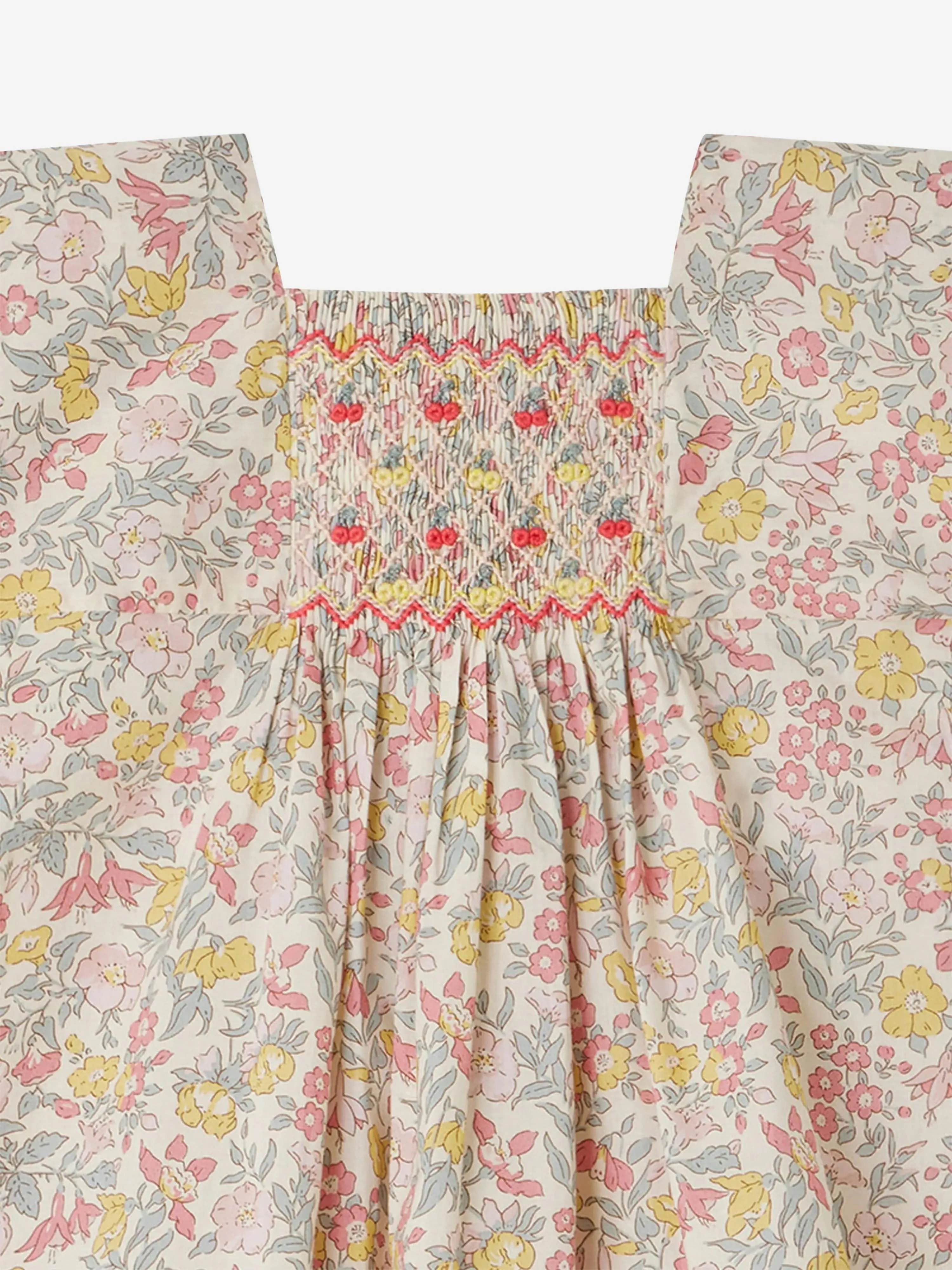 Bonpoint Robe à smocks fleurie multicolore pour bébé fille