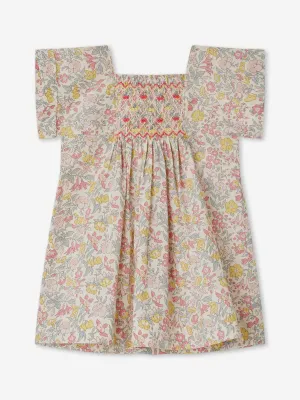 Bonpoint Robe à smocks fleurie multicolore pour bébé fille
