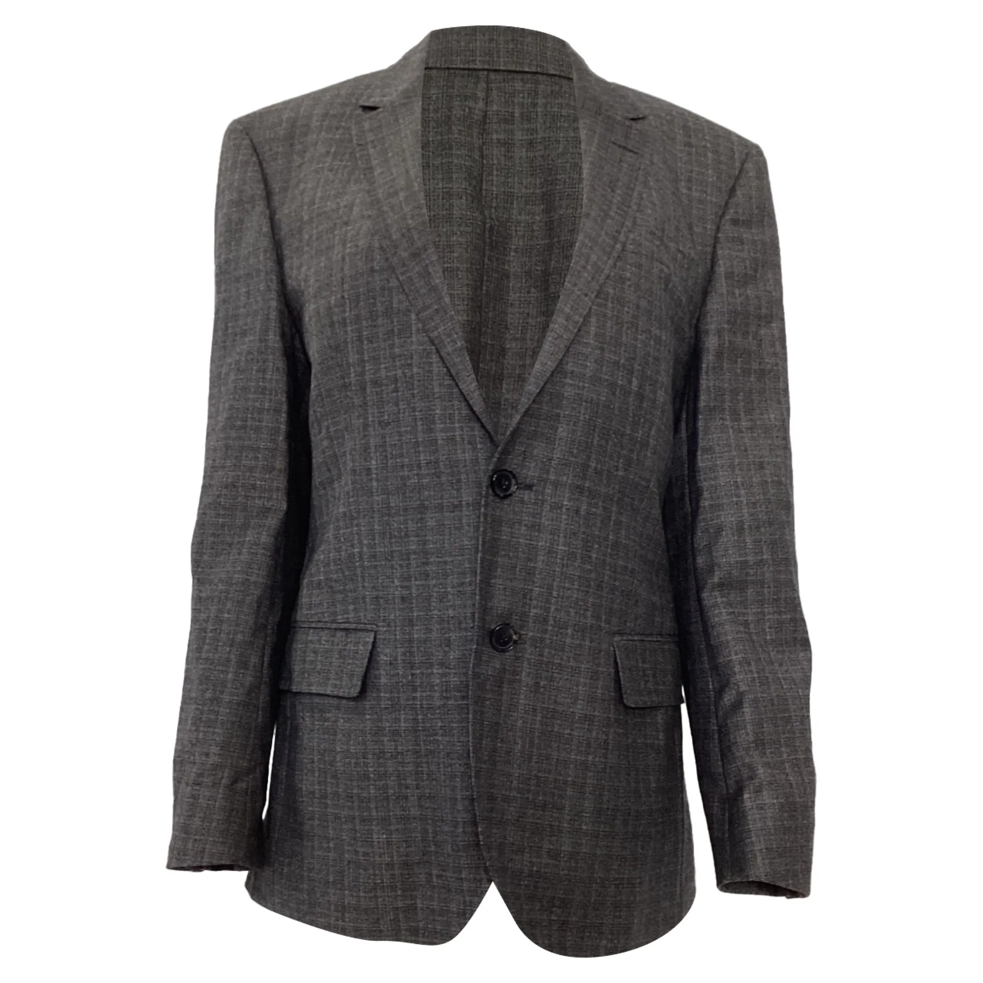 Veste croisée à un bouton en laine grise à carreaux Boss par Hugo Boss