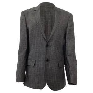 Veste croisée à un bouton en laine grise à carreaux Boss par Hugo Boss