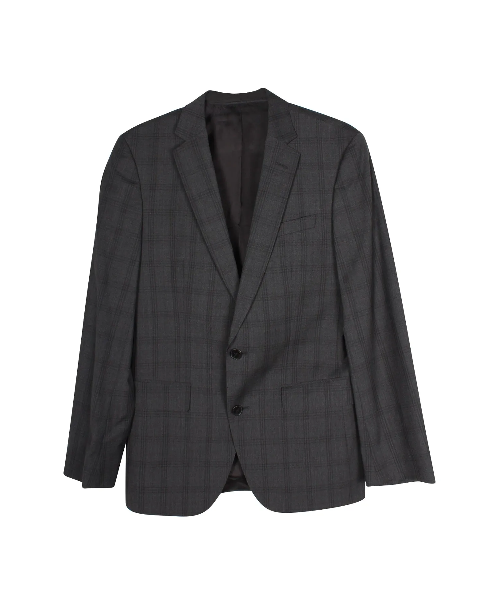 Costume sur mesure à carreaux Boss by Hugo Boss en laine grise, veste et pantalon