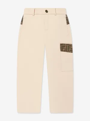 Pantalon en gabardine extensible pour garçon en beige