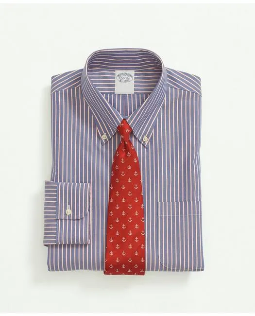 Brooks Brothers Chemise Homme en Coton Supima Élastique Sans Repassage Col Button-Down Bleu Brooks Brothers
