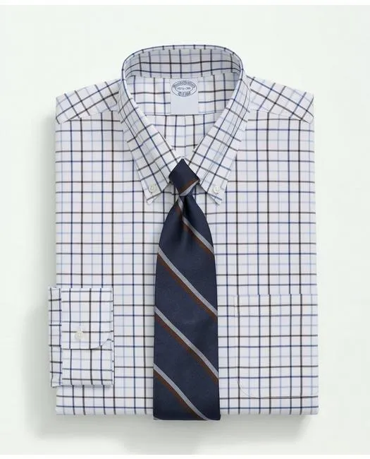 Brooks Brothers Polo pour Homme en Coton Supima Élastique Sans Repassage Col Boutonné Bleu Brooks Brothers