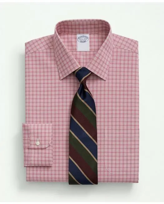 Brooks Brothers Chemise pour Homme en Popeline Non Repassable en Coton Supima Élastique Col Ainsley Rouge Brooks Brothers